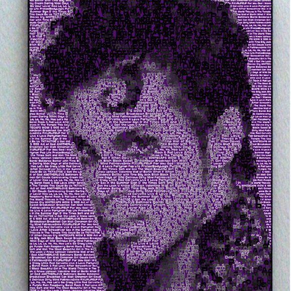 Prince Purple Song List Mosaic Incredible Framed 8.5 x 11 Limited Edition W/coa - Picture 7 of 7